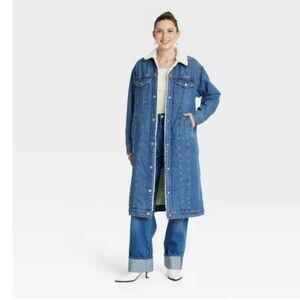 Universal Thread long trucker denim shearling coat